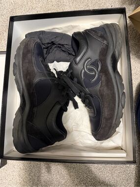 CHANEL Black Suede & Leather Sneakers